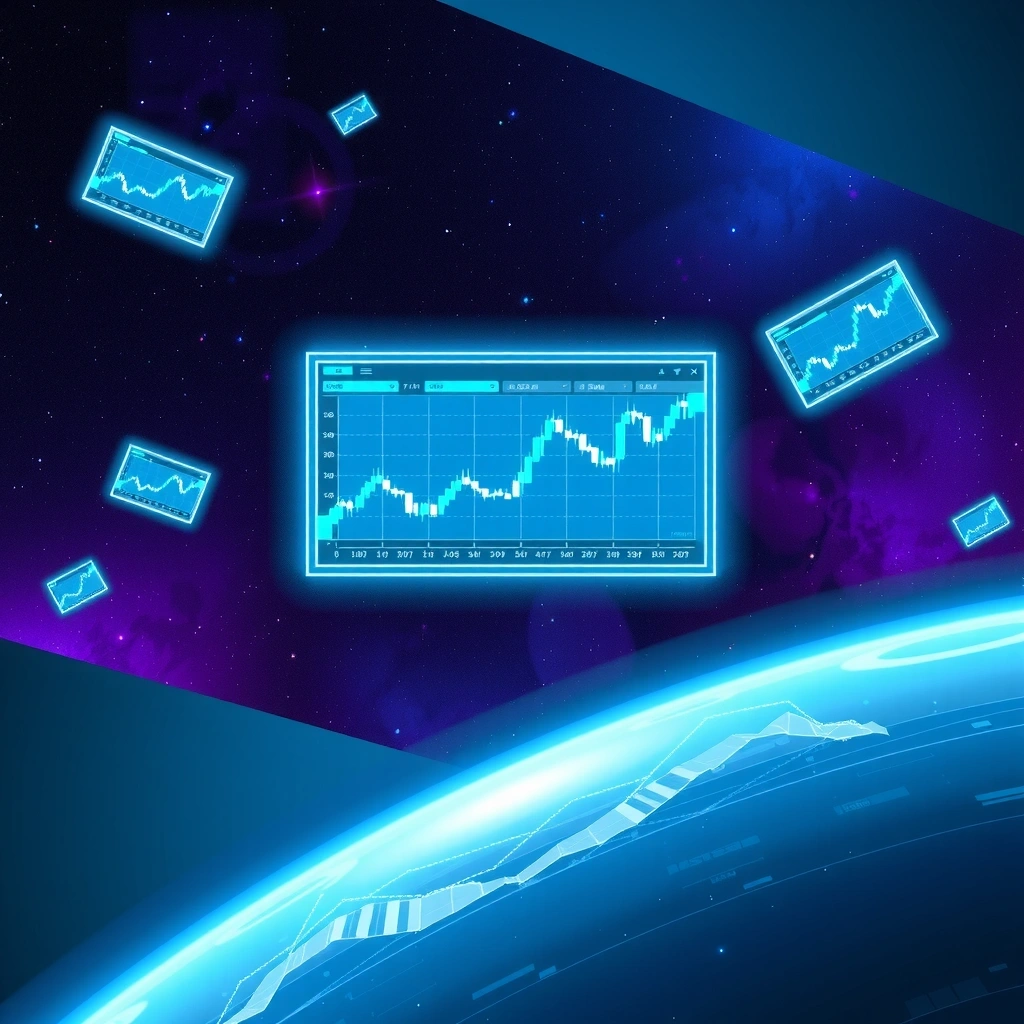 Futuristic trading interface in space